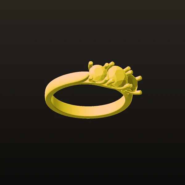 Three-Stone Ring Solitaire Ring 3D Model