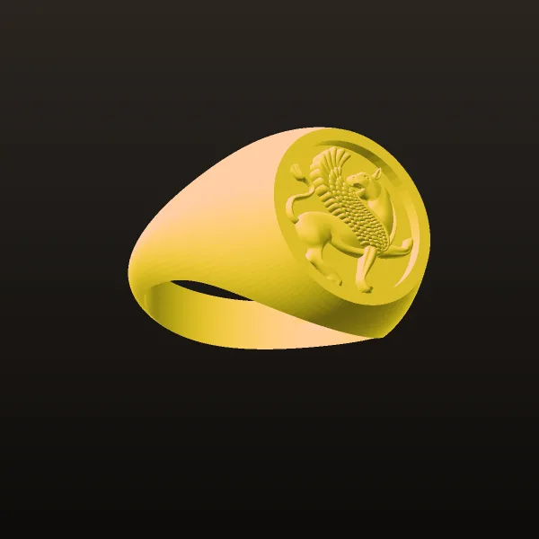 انگشتر مردانه با طرح شیردال (Signet Cameo 1)