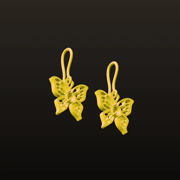 Butterfly Earrings Code 2 3D Model