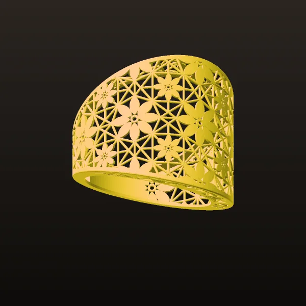Fusion Flower Ring Code 1 3D Model