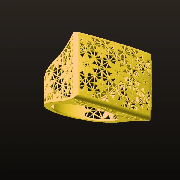 Fusion Square Flower Ring 3D Model
