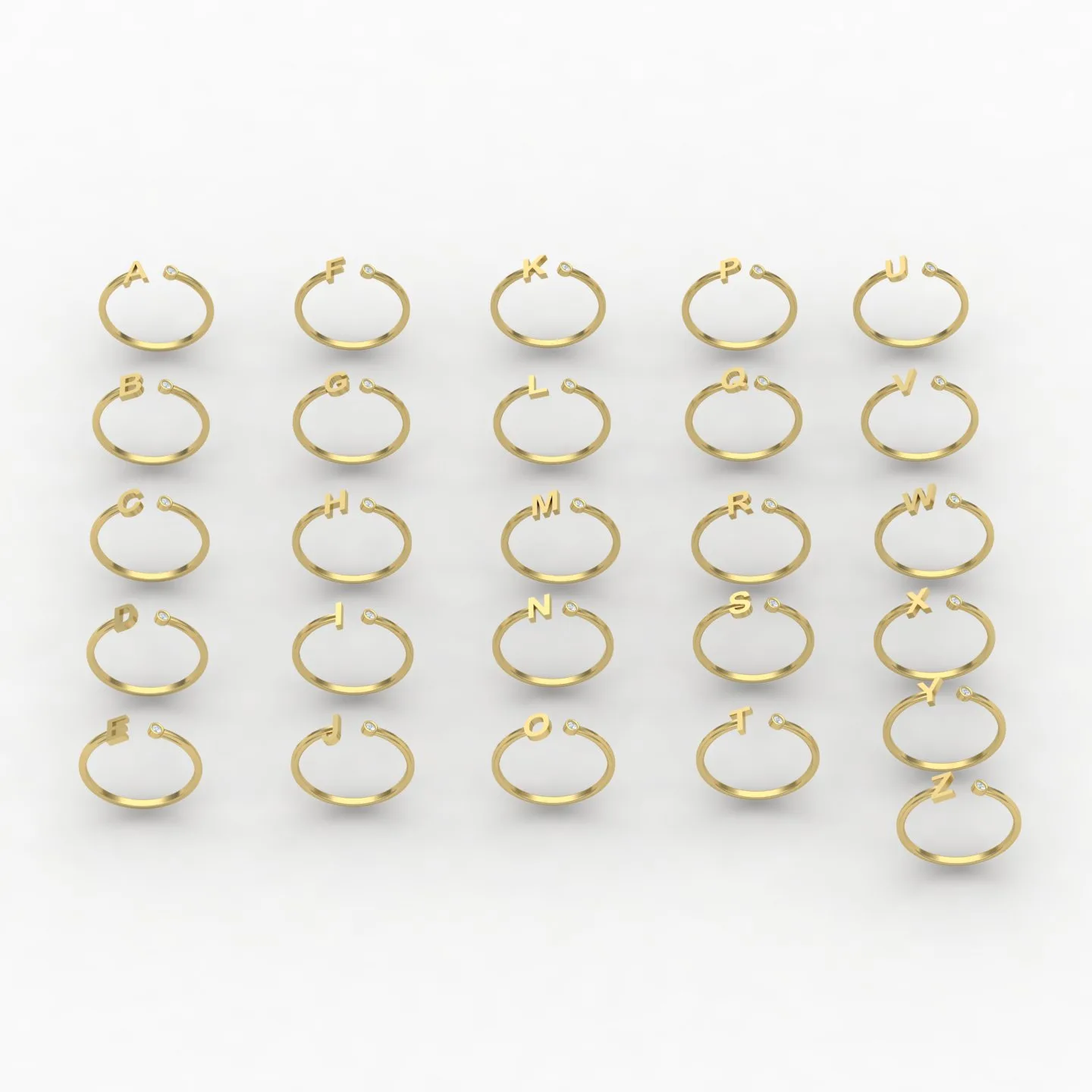 Letters English Ring Code 02 3D Model — image 1
