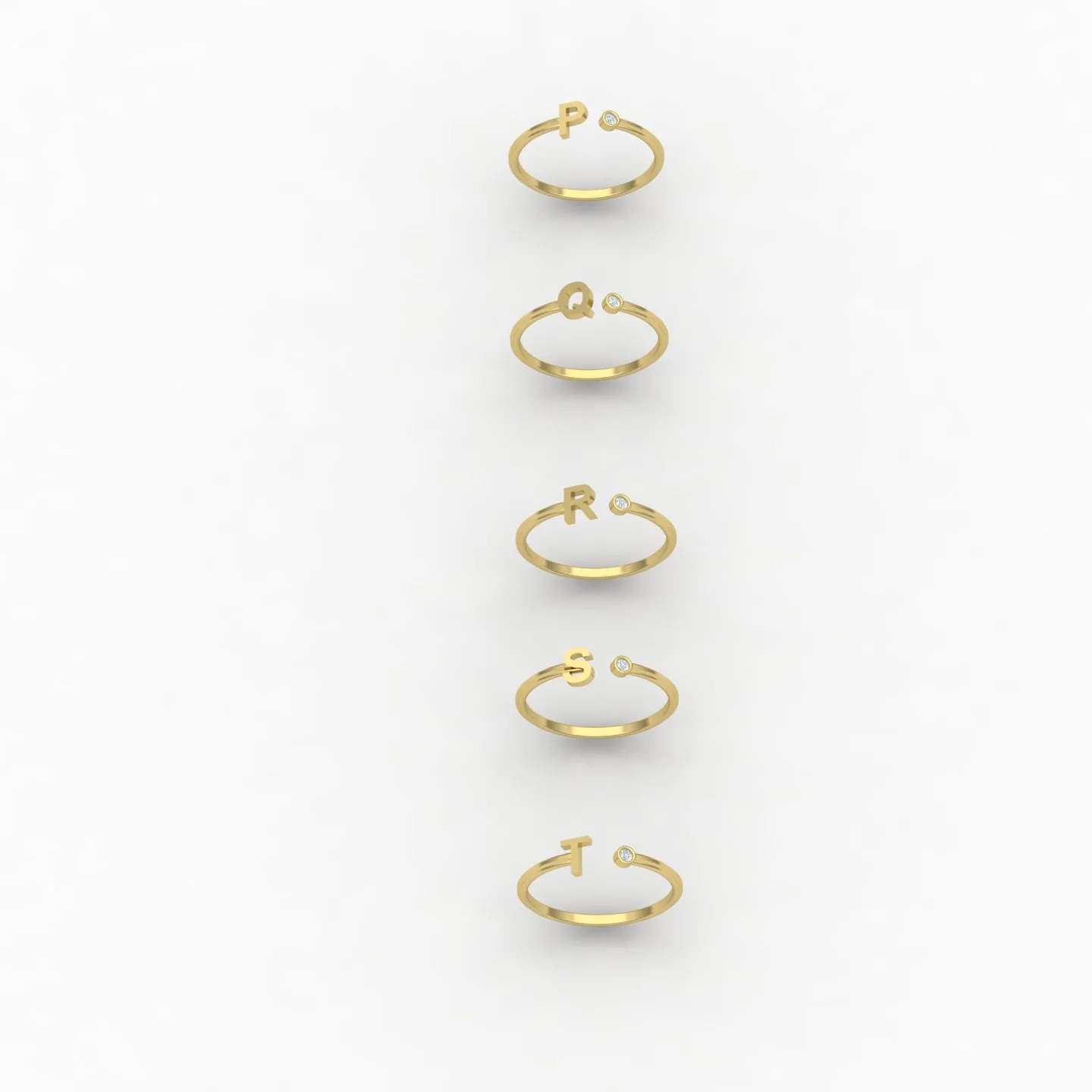 Letters English Ring Code 02 3D Model — image 13