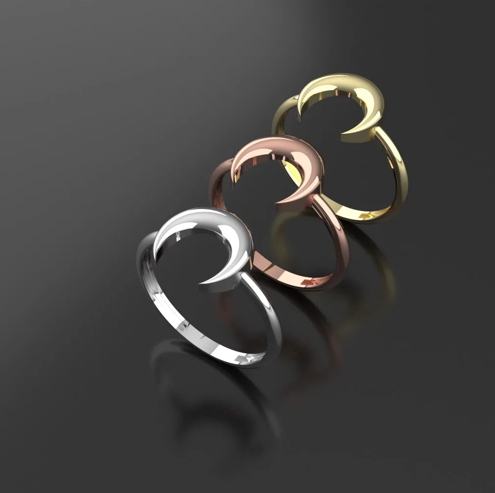 Minimal Moon Ring 3D Model — image 1