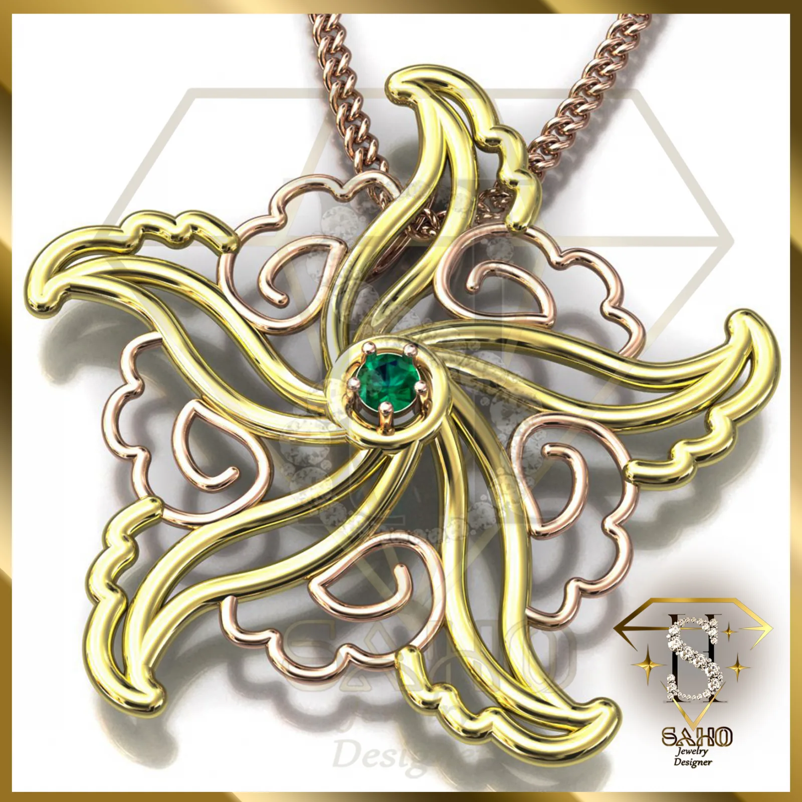 Star Medallion Pendant 3D Model — image 3