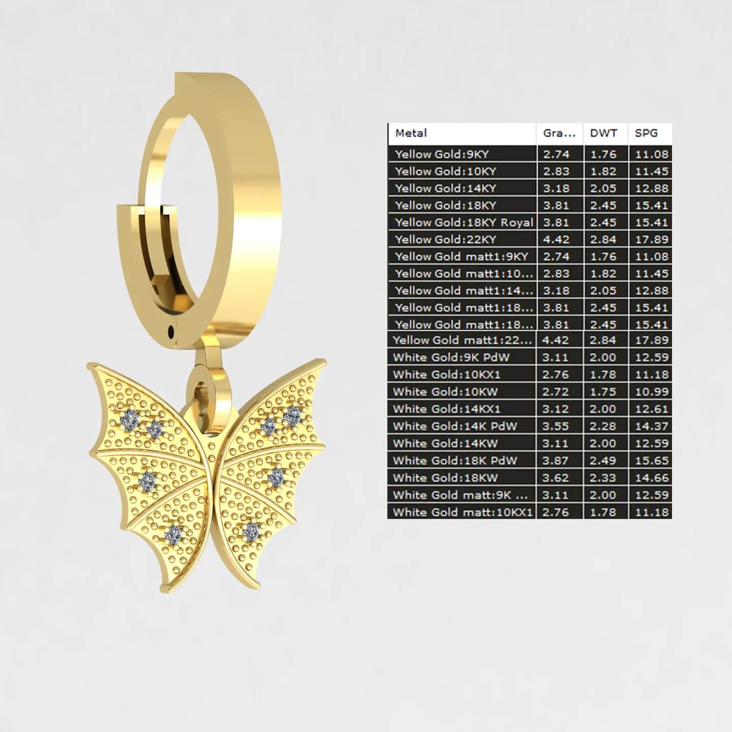 Butterfly Kalipsi Earrings Code 04 3D Model — image 10