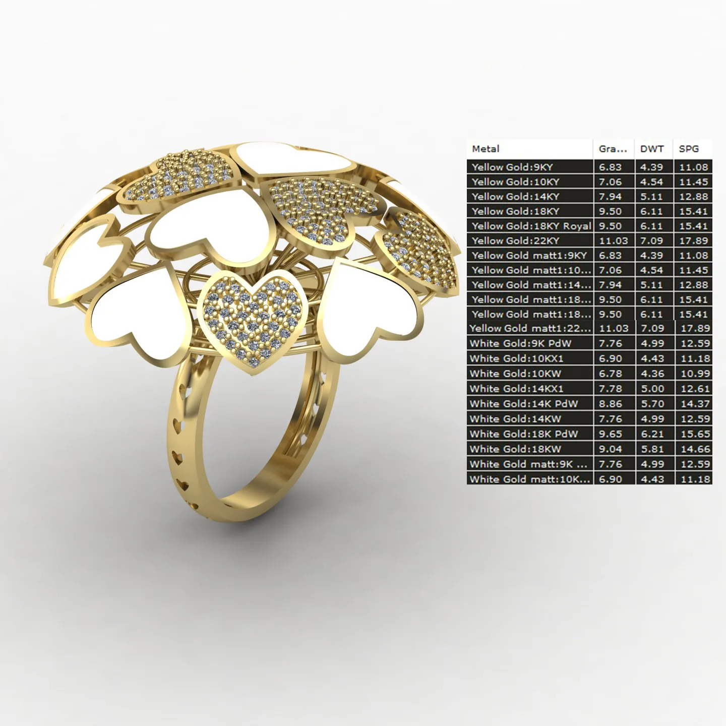 Heart Women's Ring 01 3D Model — image 9