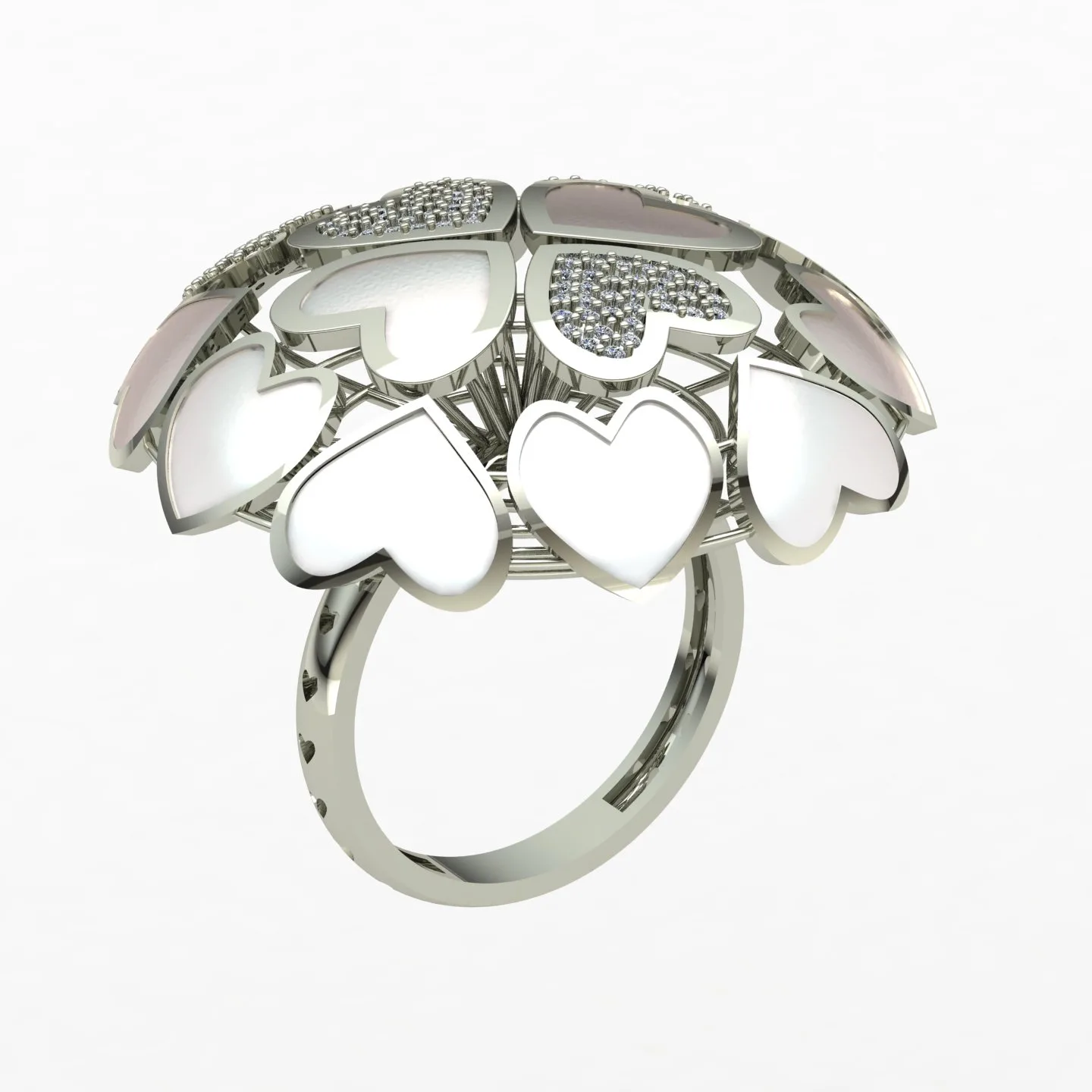 Heart Women's Ring 01 3D Model — image 4