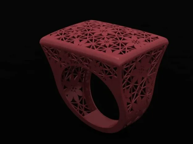 Square Flower Fyvzhn Ring 3D Model — image 1