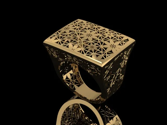 Square Flower Fyvzhn Ring 3D Model — image 8