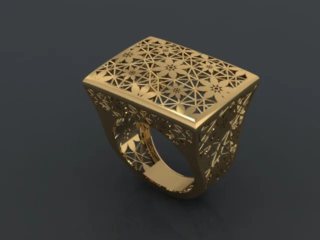 Square Flower Fyvzhn Ring 3D Model — image 7