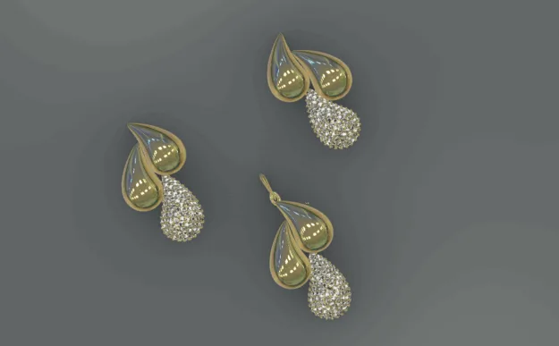 نیم ست اشک نگین دار