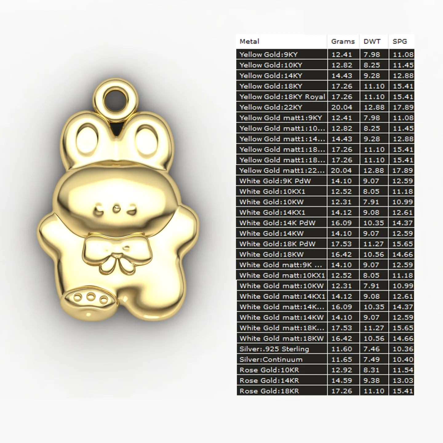 Rabbit Pendant 01 3D Model — image 4