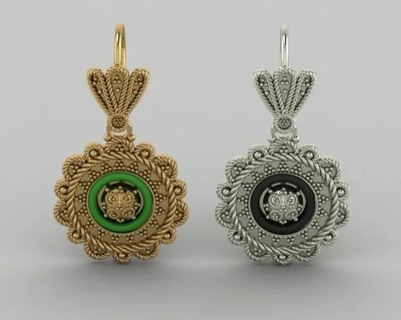 گوشواره زمرد و زر