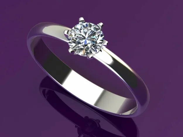Women's Solitaire Ring 3D Model