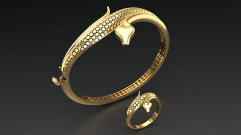 دستبند قفلی زنانه مار پیتون Snake — تصویر ۱