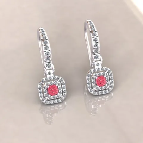 گوشواره جواهر pink sapphire earing003