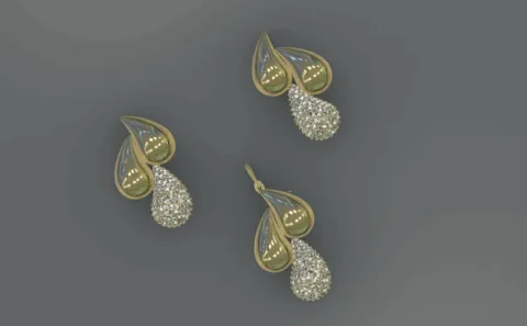 نیم ست اشک نگین دار