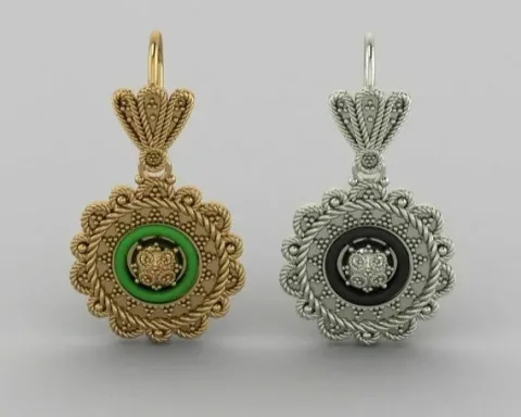 گوشواره زمرد و زر