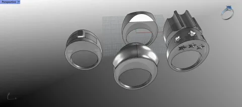 مجموعه 5 عددی مدل سه‌بعدی انگشتر مردانه و اسپرت (کد R-02)