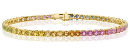 دستبند تنیس با جواهرات رنگی