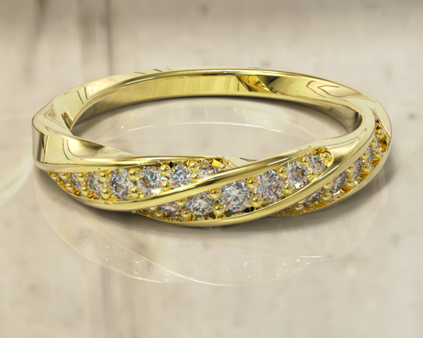 انگشتر جواهر زنانه مارپیچ (Diamond Set Twist Ring)