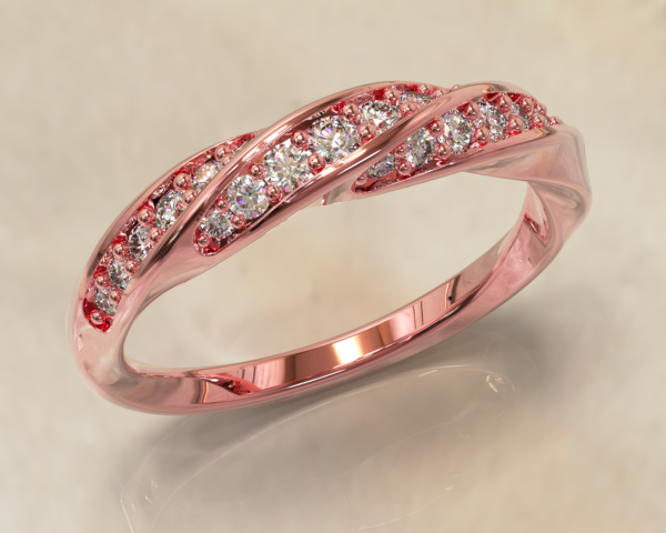 انگشتر جواهر زنانه مارپیچ (Diamond Set Twist Ring)