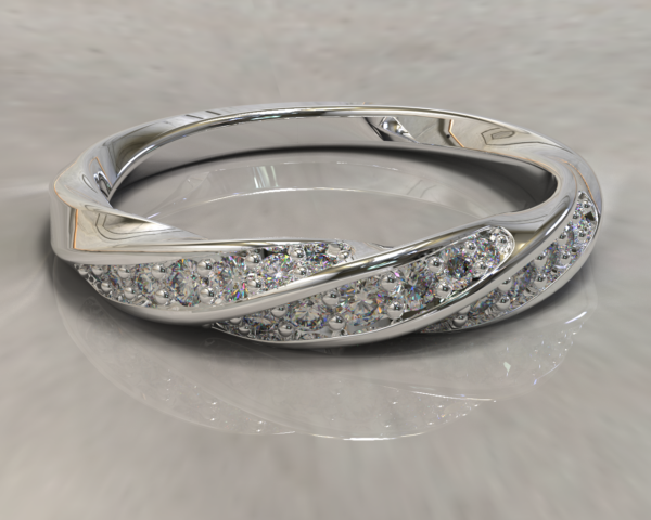 انگشتر جواهر زنانه مارپیچ (Diamond Set Twist Ring)