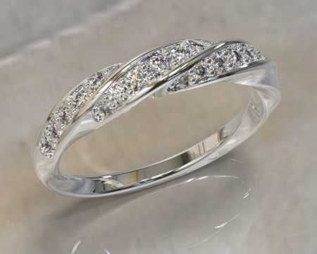 انگشتر جواهر زنانه مارپیچ (Diamond Set Twist Ring)