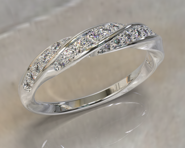 انگشتر جواهر زنانه مارپیچ (Diamond Set Twist Ring)