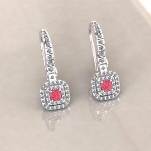 گوشواره جواهر pink sapphire earing003