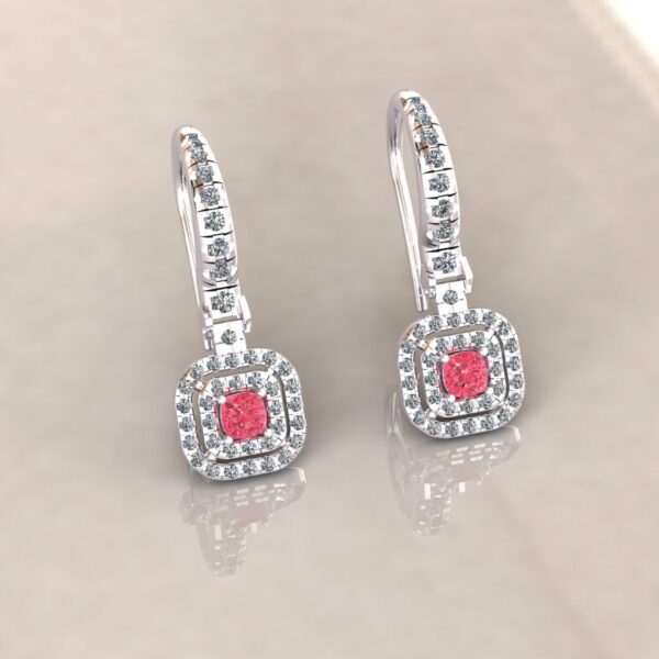 گوشواره جواهر pink sapphire earing003