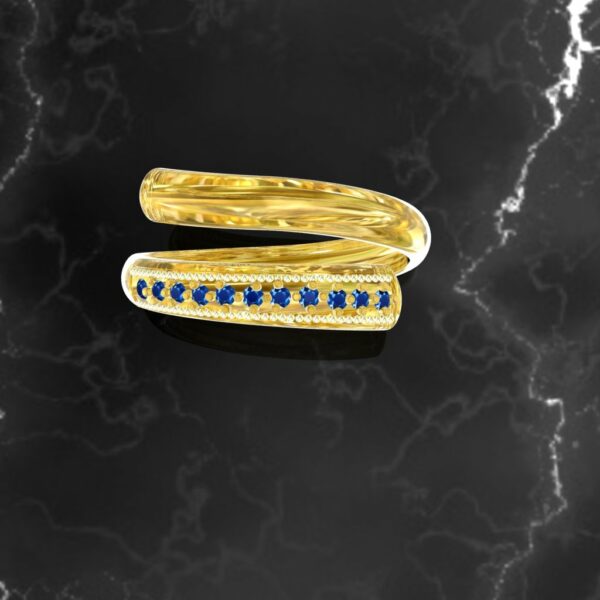انگشتر جواهر سنگ آکوامارین تیره gold design saideh کد 1