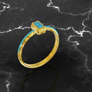 انگشتر جواهر سنگ تک نگین gold-design-saideh emerald کد 9