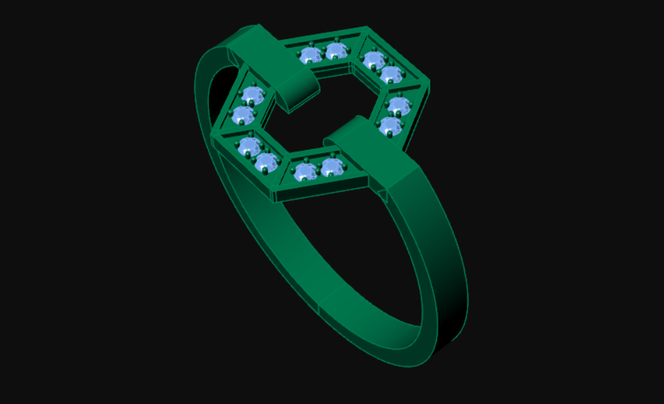 انگشتر شش ضلعی نگین خور دور تا دور انگشتر شش ضلعی نگین خور دور تا دور