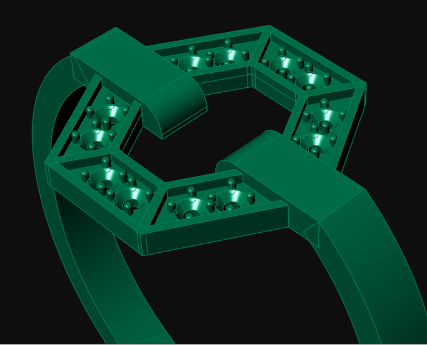 انگشتر شش ضلعی نگین خور دور تا دور انگشتر شش ضلعی نگین خور دور تا دور