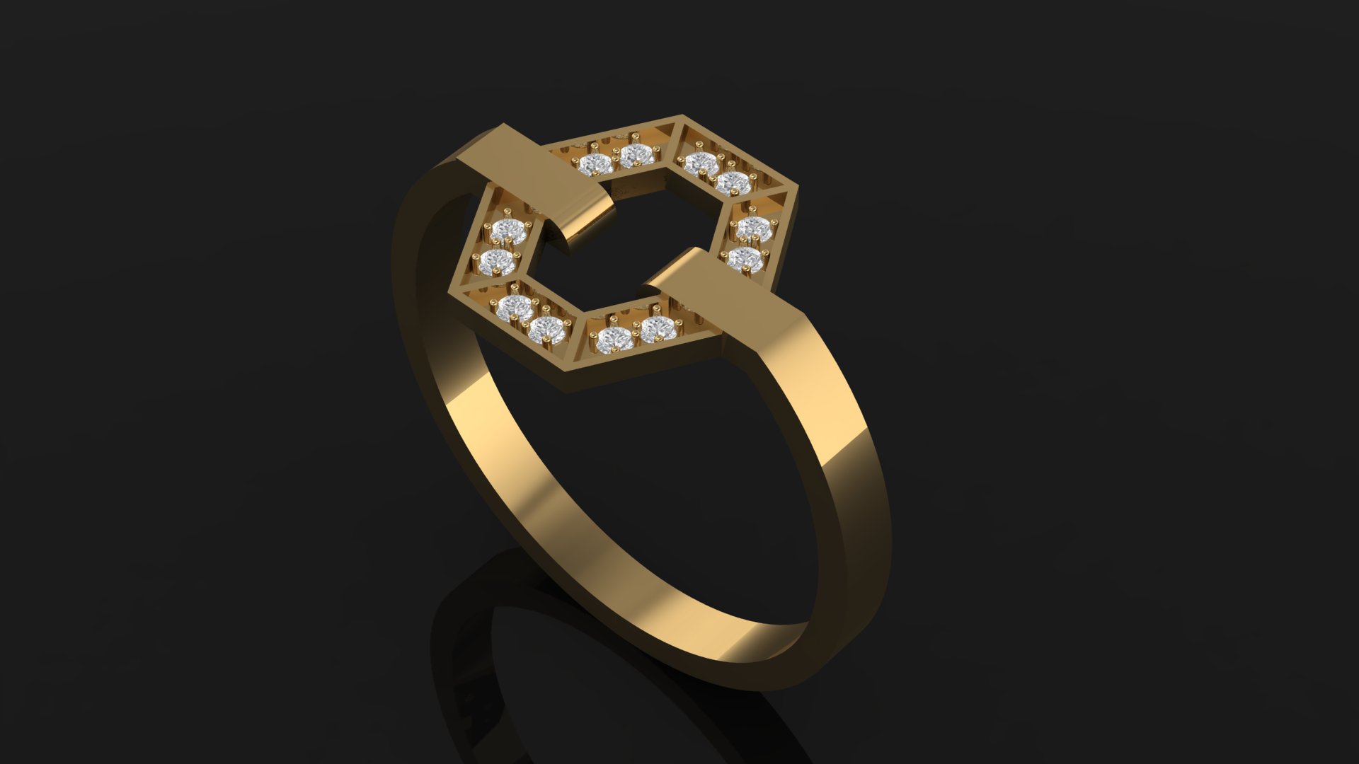 انگشتر شش ضلعی نگین خور دور تا دور انگشتر شش ضلعی نگین خور دور تا دور