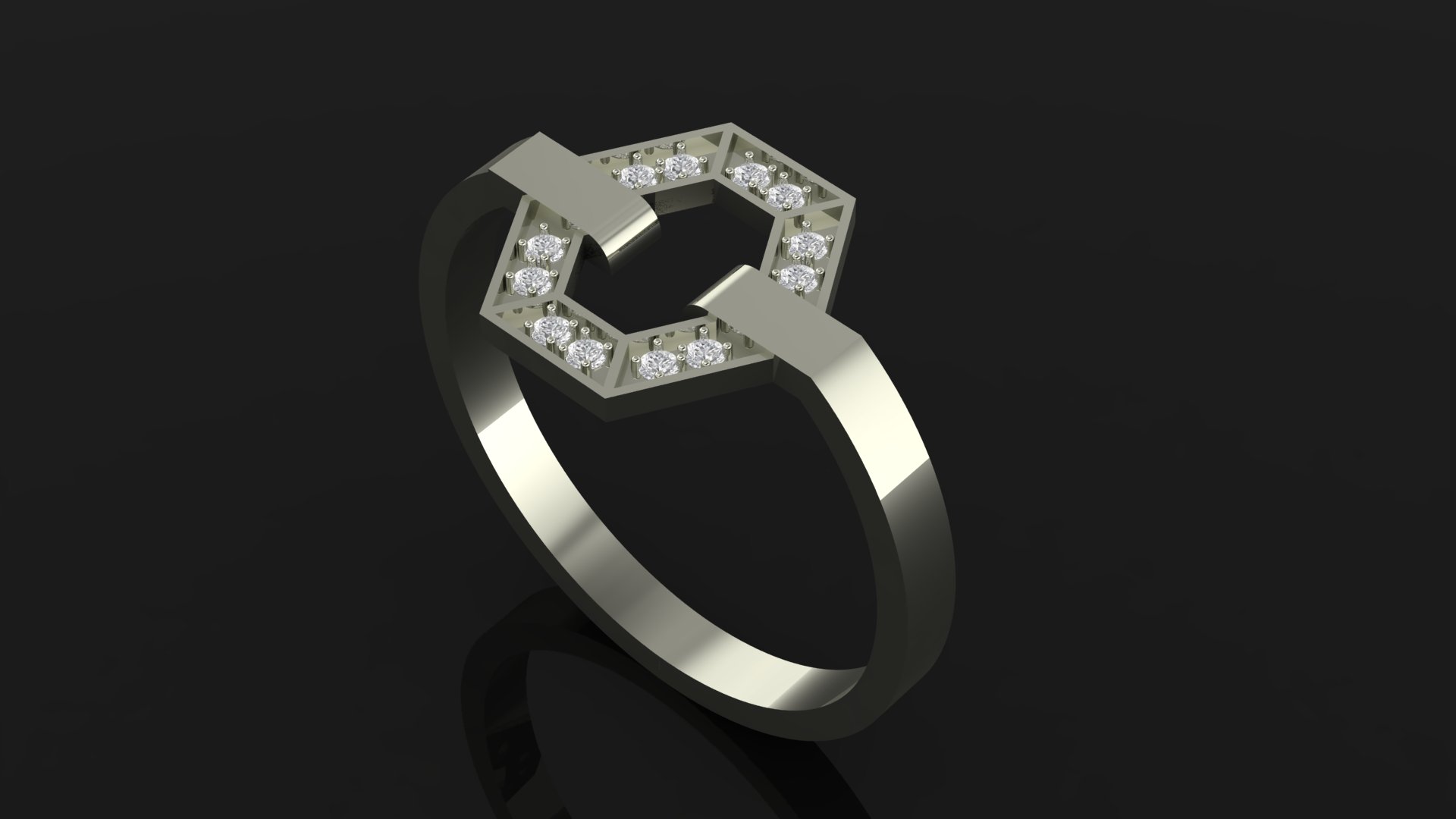 انگشتر شش ضلعی نگین خور دور تا دور انگشتر شش ضلعی نگین خور دور تا دور