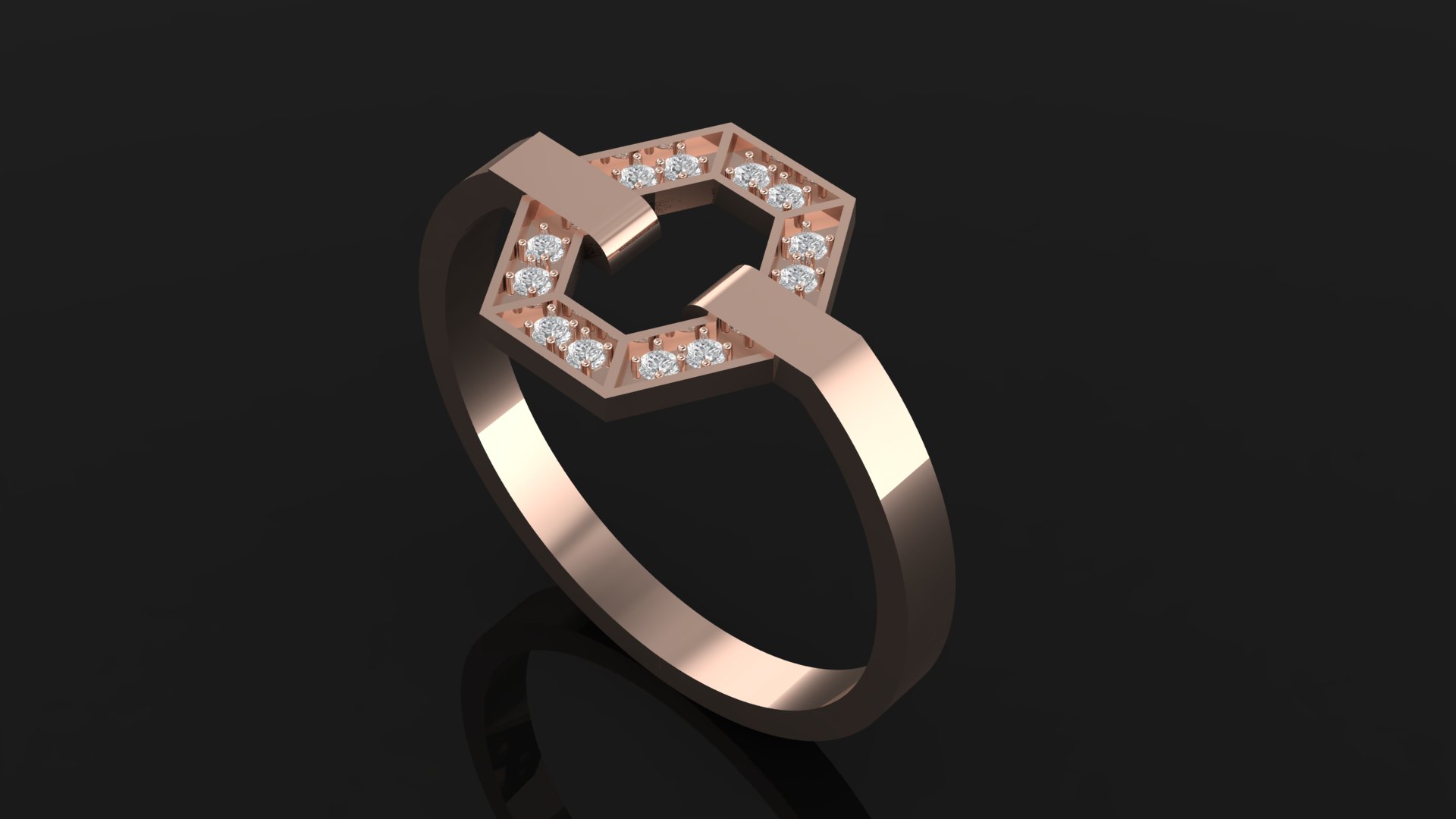 انگشتر شش ضلعی نگین خور دور تا دور انگشتر شش ضلعی نگین خور دور تا دور