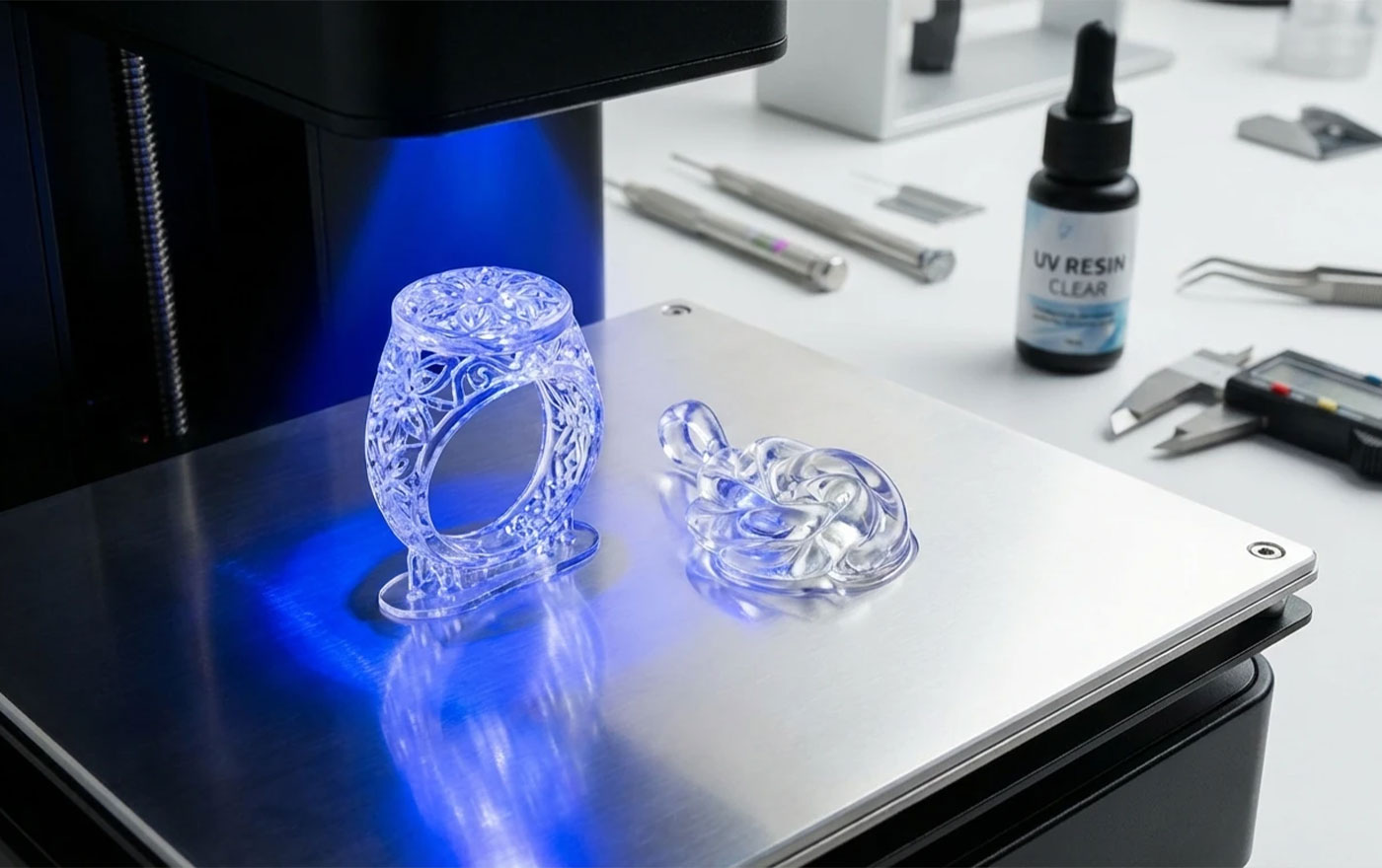 فرایند طراحی جواهرات با پرینت سه‌ بعدی رزین شفاف 