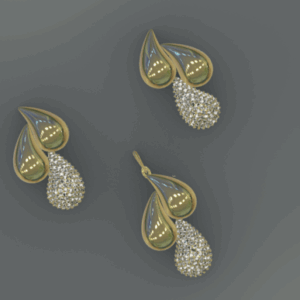 نیم ست اشک نگین دار