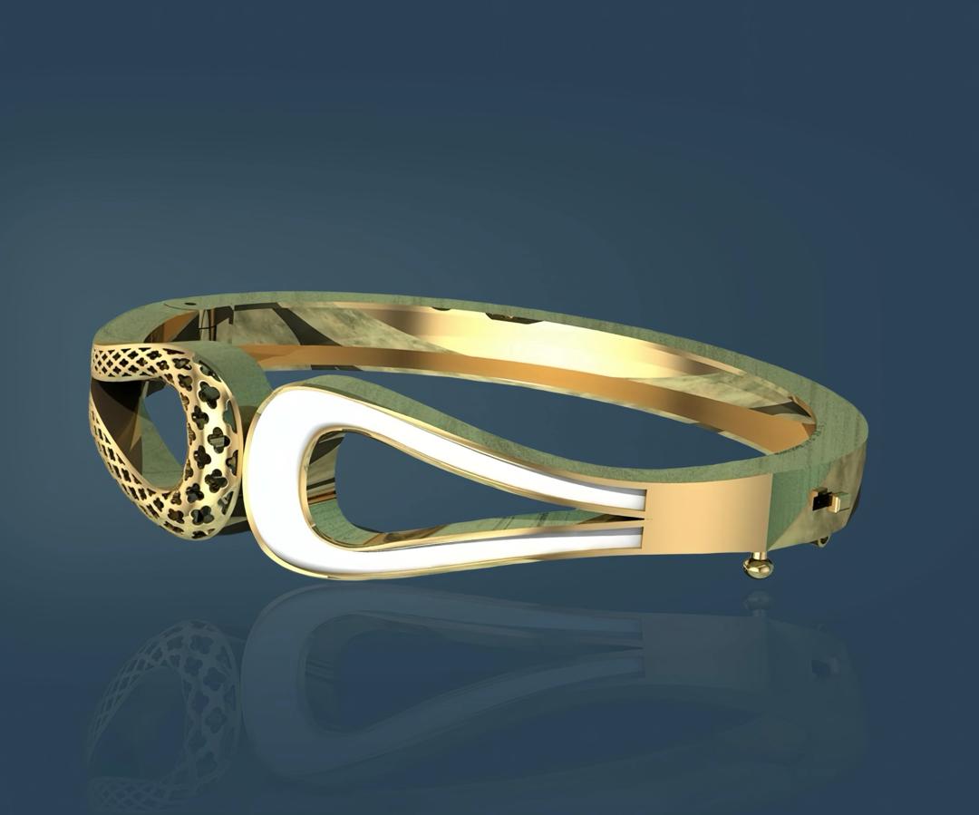 دستبند بنگل فیوژن مینا کاری لولادار دستبند بنگل فیوژن مینا کاری لولادار