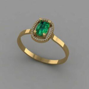 انگشتر سنگ خور زمرد طلایی