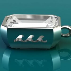 قاب سنگ { آویز } با طرح موج و حک نام برند